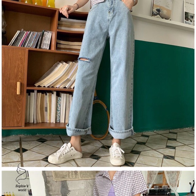 (bigsize 30~35) Quần Jeans Ống Rộng Size Đại 105cm Nam/nữ - Dài 2 Màu - Lưng Cao ...