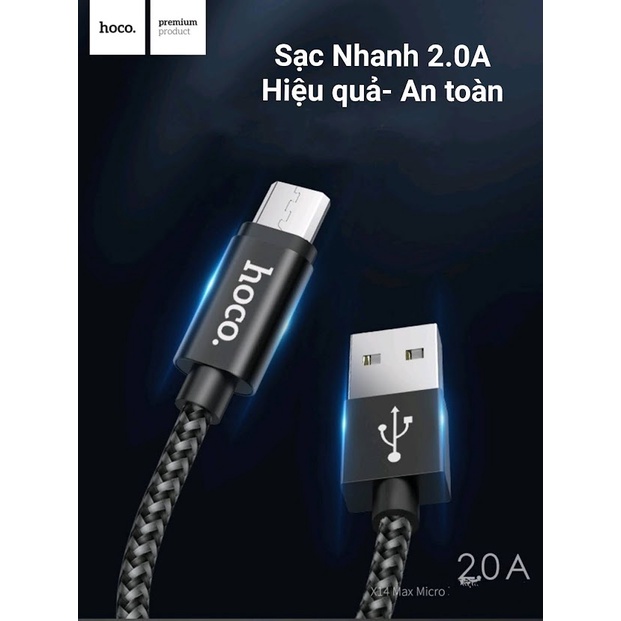 Cáp Sạc Nhanh Dây Dù Type C /Micro USB Hoco X14 1 Mét