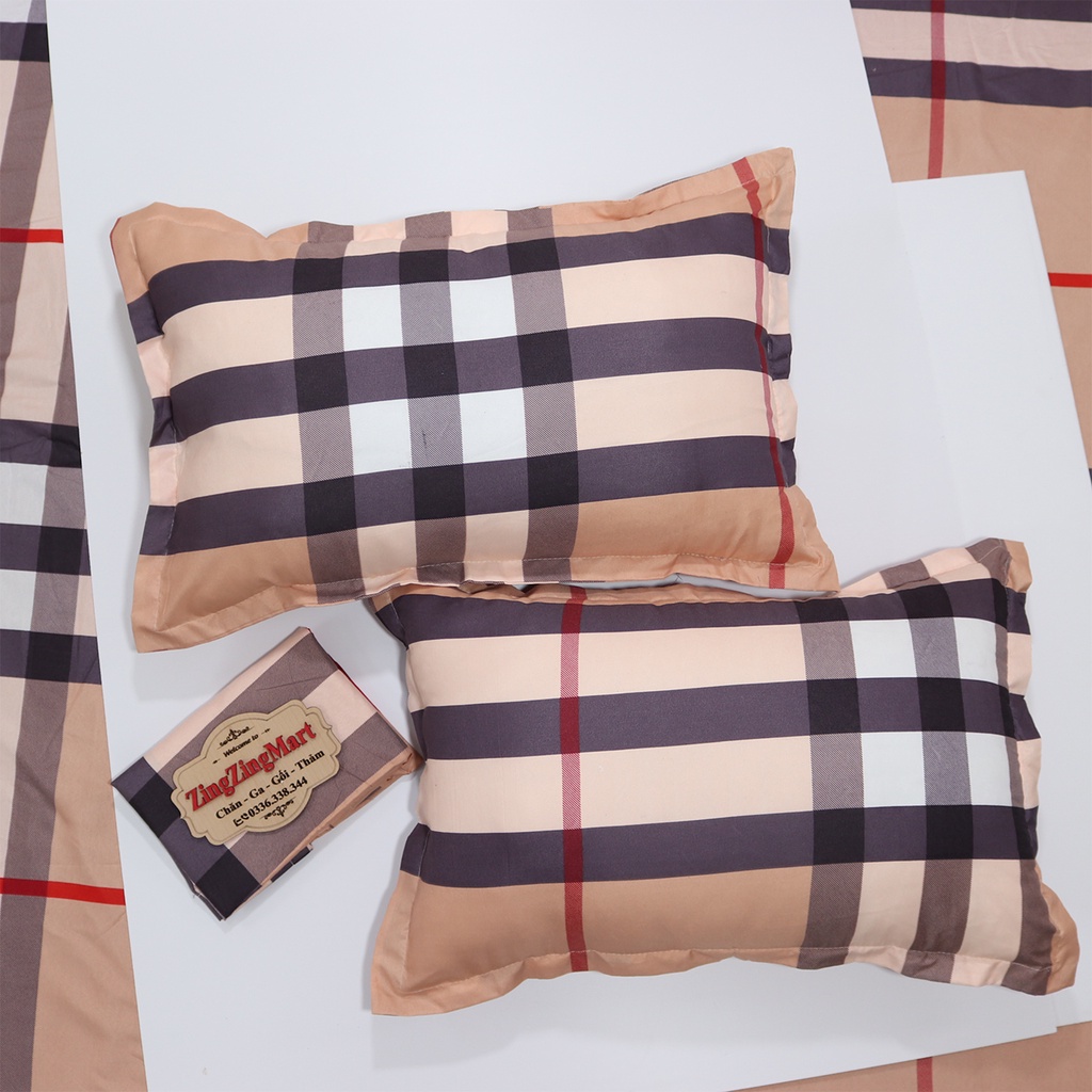 Vỏ gối nằm mẫu Kẻ BBR Cotton Poly (Được lựa mẫu)
