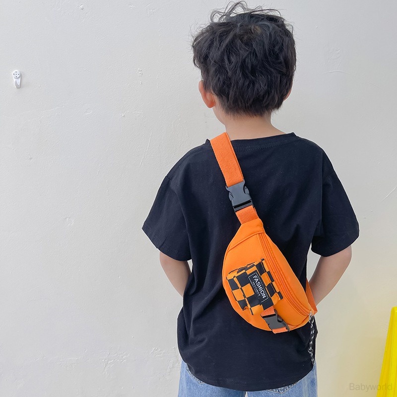 Túi Đeo Chéo Ngực In Họa Tiết Caro Đơn Giản Thời Trang Cho Bé