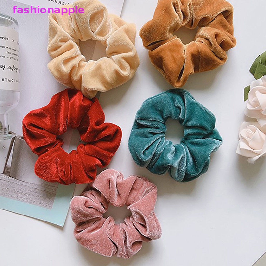 Dây Buộc Tóc Vải Nhung Co Giãn Màu Trơn Xinh Xắn