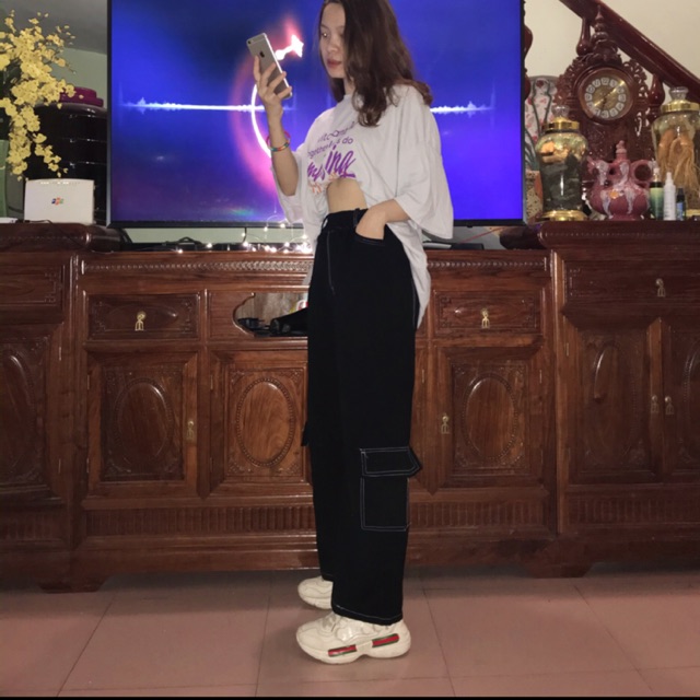 Quần giả jean chỉ nổi (ảnh thật)
