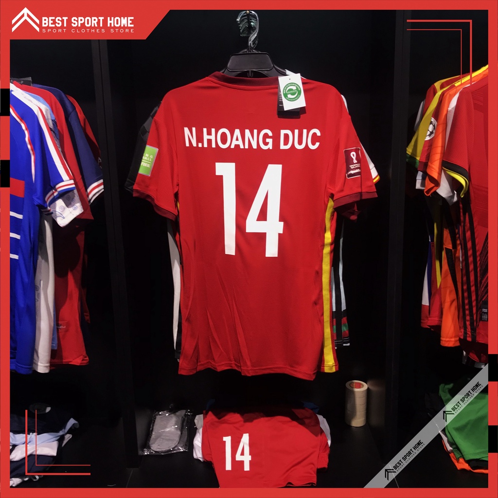 Quần Áo Bóng Đá Đội Tuyển Việt Nam Sân Nhà - Vietnam Homekit 21/22 Màu Đỏ Vải Dệt Kín Mềm Size Âu