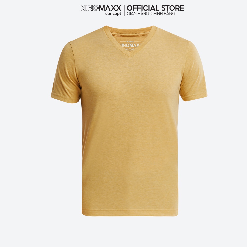 NINOMAXX Áo thun Basic Nam tay ngắn RED cổ tim trơn cotton pha polyester 1801028