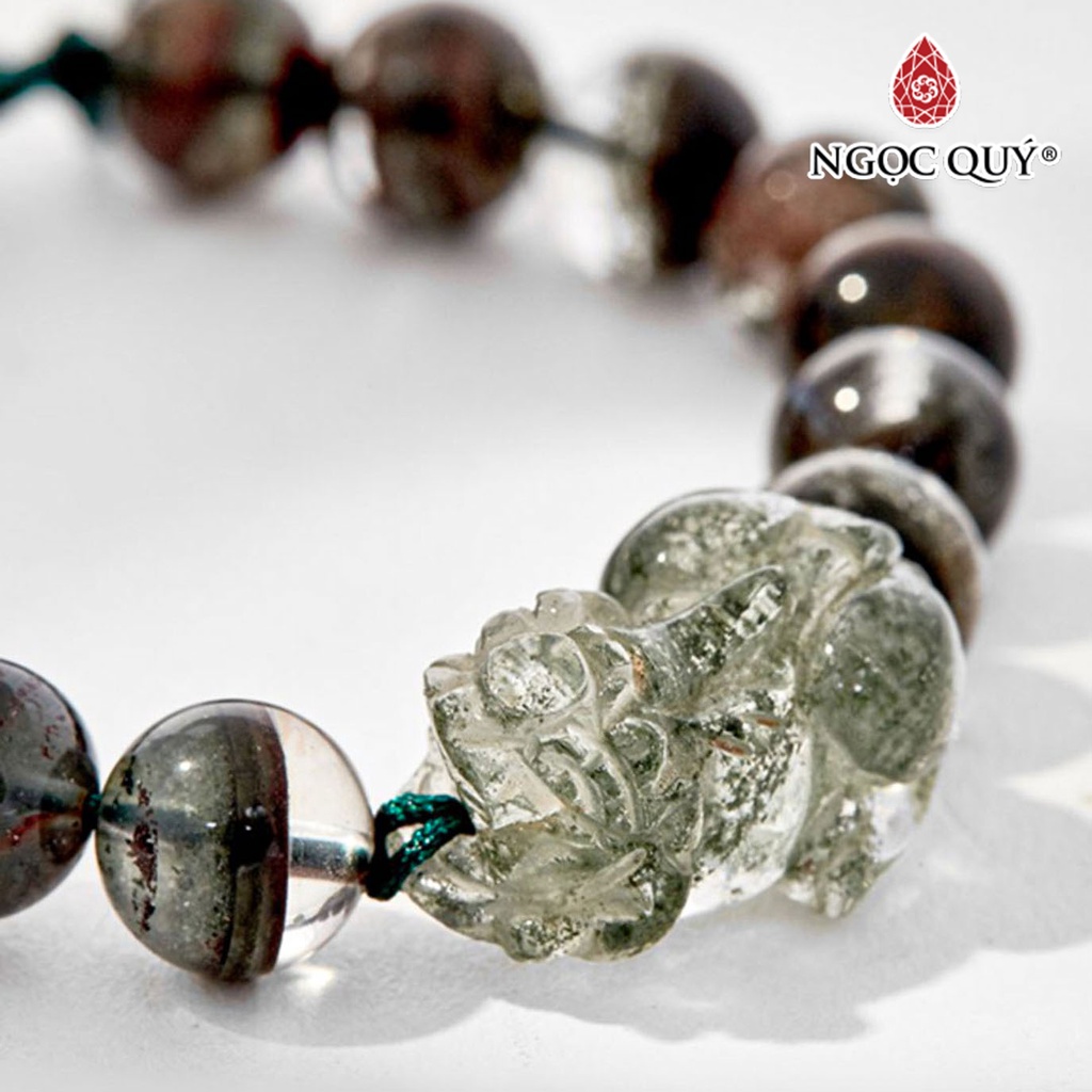 Vòng tay Mala TA ưu linh rêu phối tỳ hưu - Ngọc Quý
