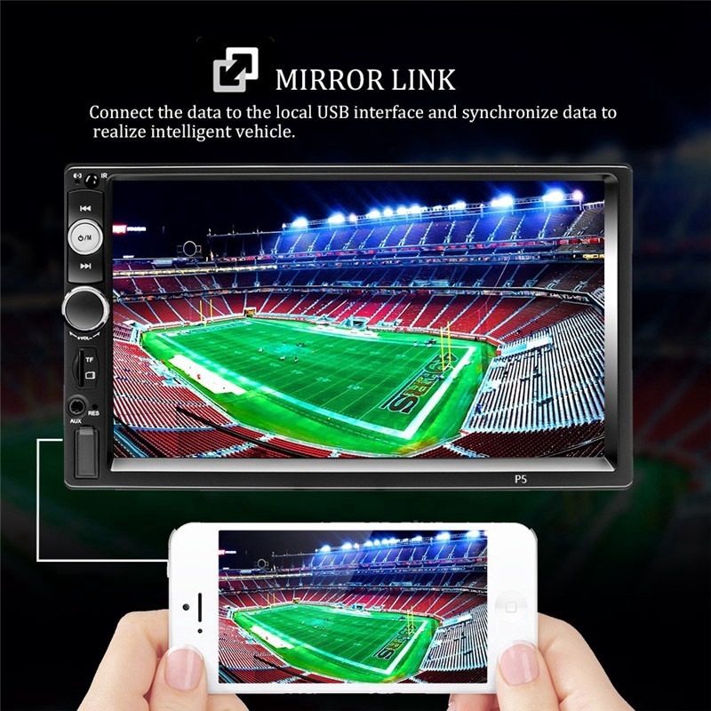 P5 7 "Double 2 Din HD Màn hình cảm ứng Xe Video MP5 Player Android / IOS MirrorLink