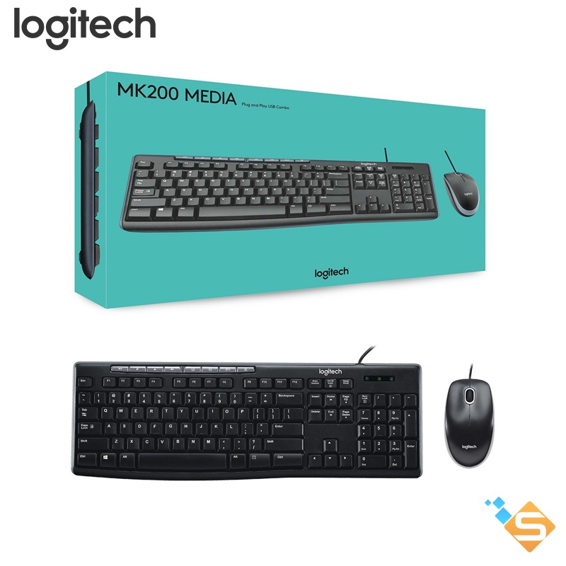 Bộ bàn phím và chuột có dây đa phương tiện Logitech MK200 - Bảo Hành Chính Hãng 3 Năm