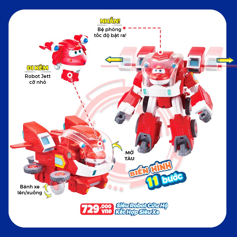 Đồ Chơi SUPERWINGS Siêu Robot Kết Hợp Siêu Xe Cứu Hộ Jett Tia Chớp Nâng Cấp YW750321