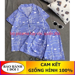 Bộ pizama tay cộc quần đùi, màu ngẫu nhiên ,
