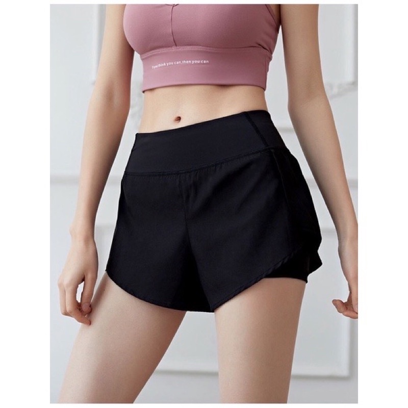 Quần đùi QC có túi 2 lớp tập gym nữ, hàng Quảng Châu cao cấp