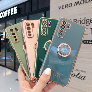 Plating Soft TPU Case Huawei Y9 Prime Y7 Y6 Pro Y5 2019 Y6 Y7 Pro Prime 2018 Nova 2 Lite Honor 9X Pro Cover Phone Holder Ring Grip Stand Cases