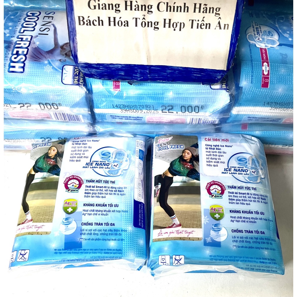 2 Gói Băng vệ sinh Diana Sensi Cool Fresh siêu mỏng cánh 2 x 8 miếng