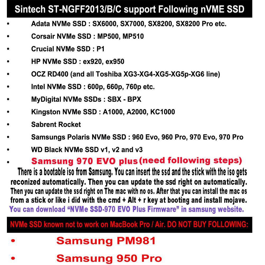 Thẻ Ssd Sintech M.2 Nvme Cho Macbook Air (2013-2017) Pro P3J8 | BigBuy360 - bigbuy360.vn