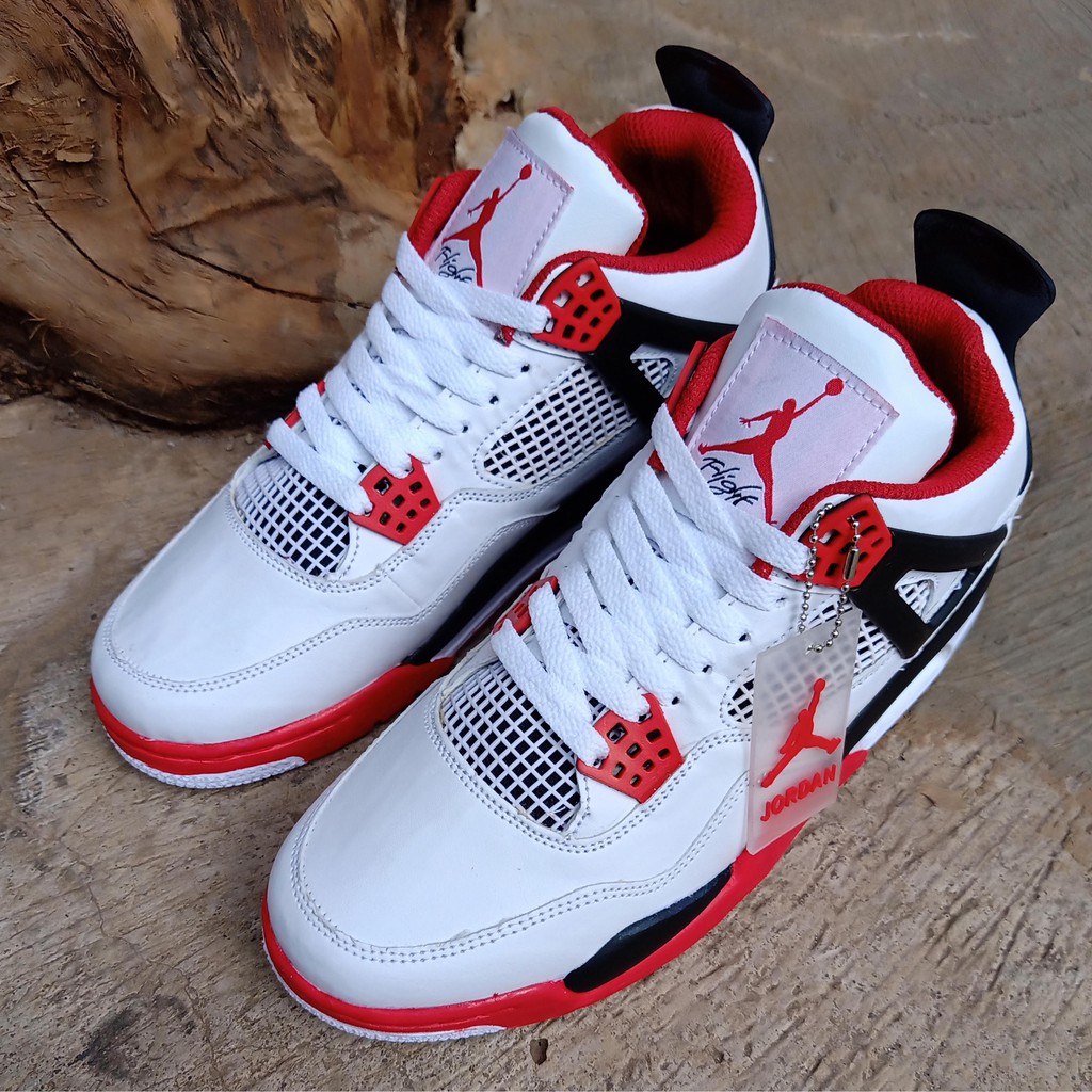 Giày Thể Thao Chơi Bóng Rổ Air Jordan 4 Psg Màu Trắng Đỏ Phong Cách Retro