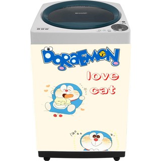 Decal trang trí máy giặt mẫu Doraemon Love Cat
