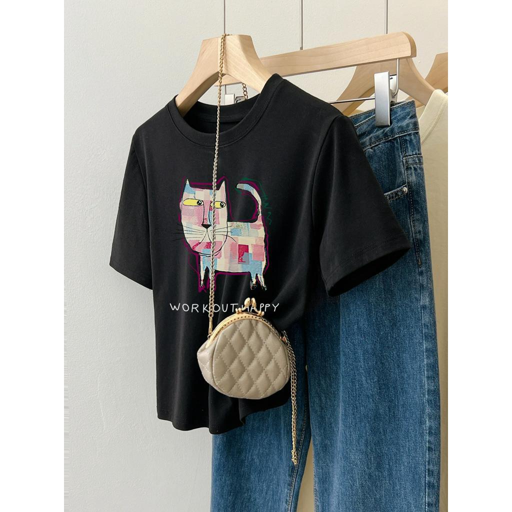 Áo Thun Cộc Tay In Hình Mèo Con 65449
