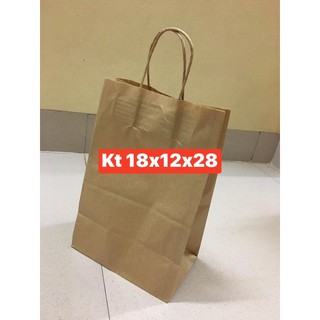 Combo 100 túi giấy xi măng có quai đáy vuông kt 19x12x28