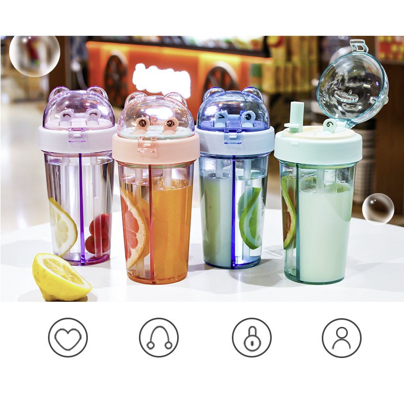 Cốc nước chia 2 ngăn hình gấu loại đẹp