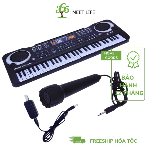 Đàn piano cho bé, đàn điện tử organ 61 phím tặng kèm micro hát và dây sạc