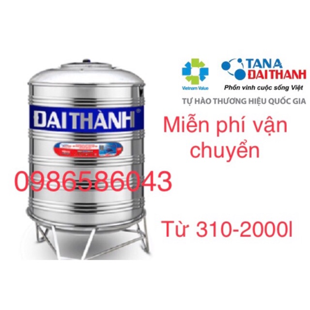 Bồn nước 310L-2000L cao cấp inox304 Đại Thành đứng - hàng chính hãng