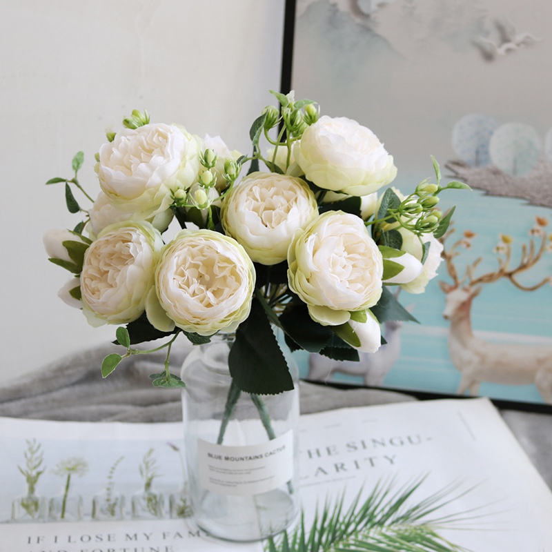 Hoa mẫu đơn 5 đầu Hoa nhân tạo Phalaenopsis Hoa hồng hoa Đạo cụ chụp ảnh Chất lượng cao Làm bằng tay hoa giả Bó hoa Ngày lễ tình nhân Món quà ngày cưới Trang trí tiệc sinh nhật cho văn phòng Trang trí nội thất Bunga Hiasan