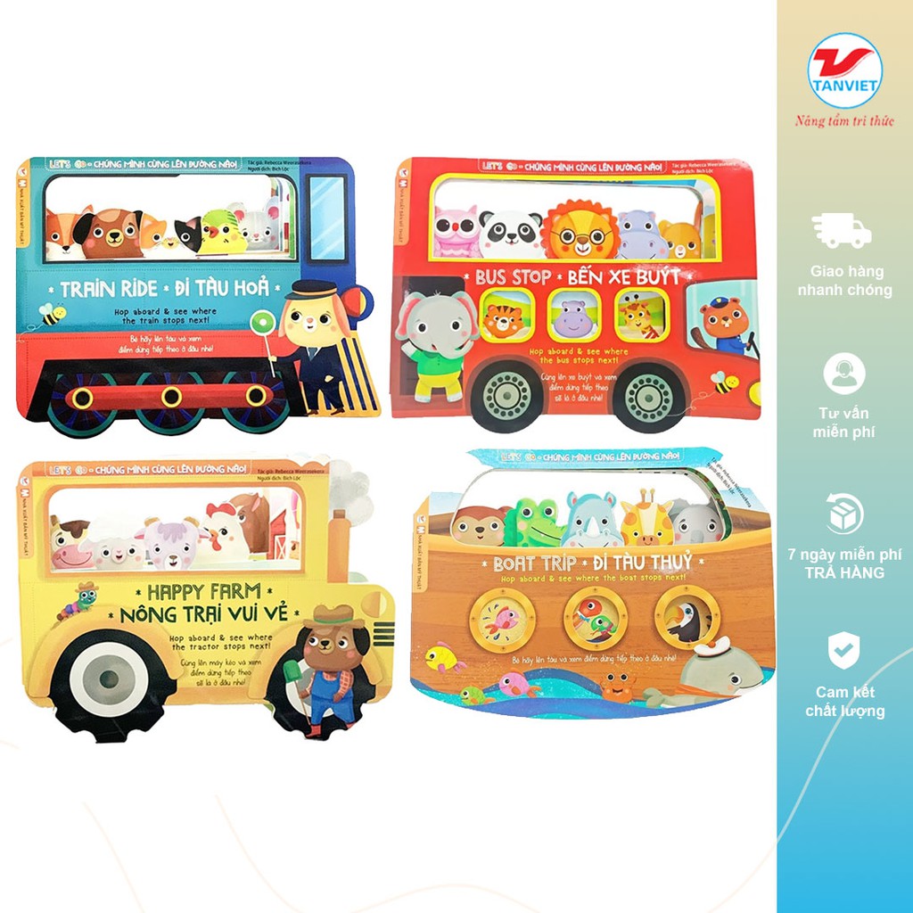 Combo 4 Sách tương tác Song ngữ Việt Anh Let's Go Cùng lên đường nào cho bé