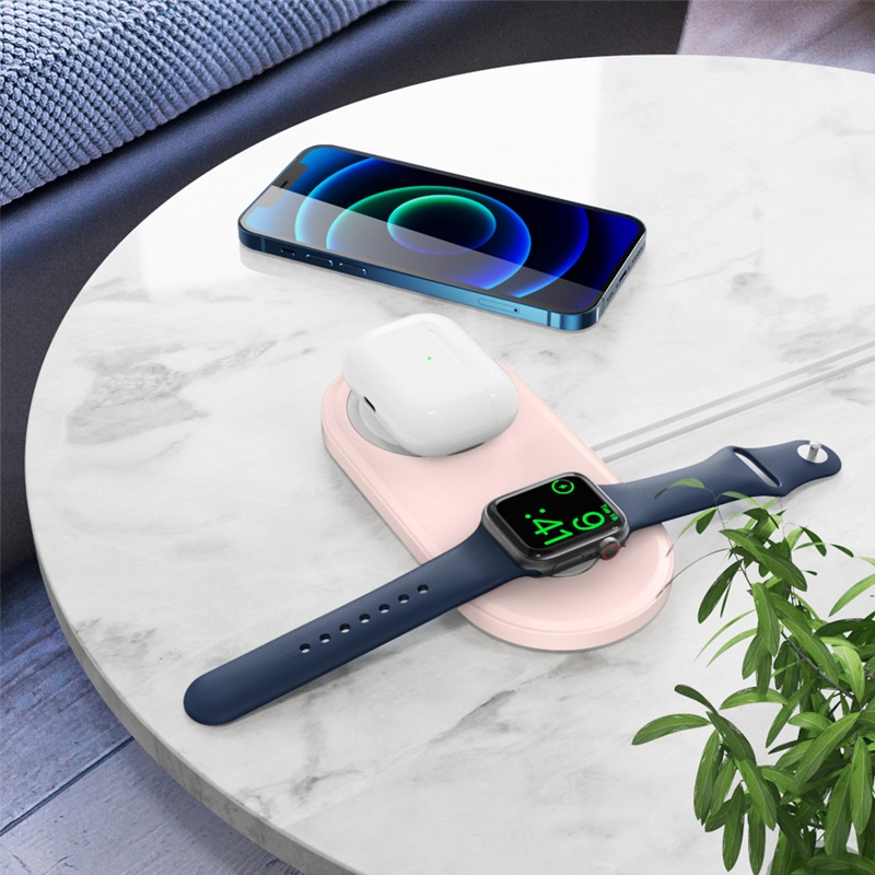 Giá Đỡ Sạc Không Dây 2 Trong 1 Bằng Silicon Cho iPhone 13 12