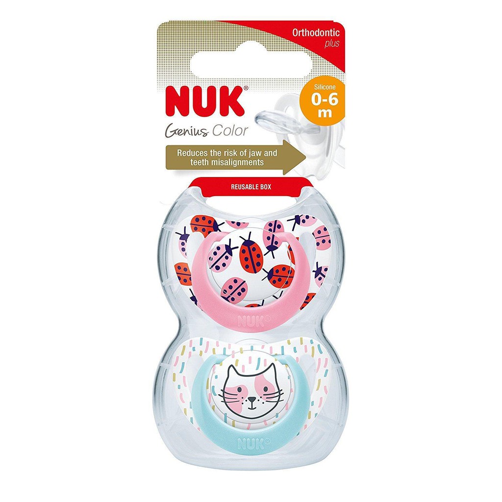 Bộ 2 ti ngậm NUK Silicone Genius (màu ngẫu nhiên).