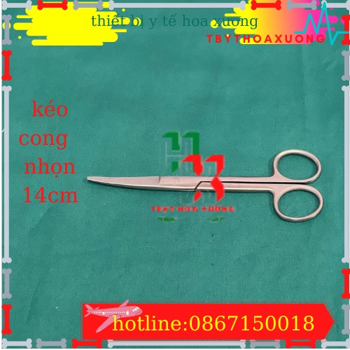[Hàng Chính Hãng] Kéo Y Tế Cong Nhọn 2 Đầu 14cm - Kéo Cắt Chỉ  Pakistan