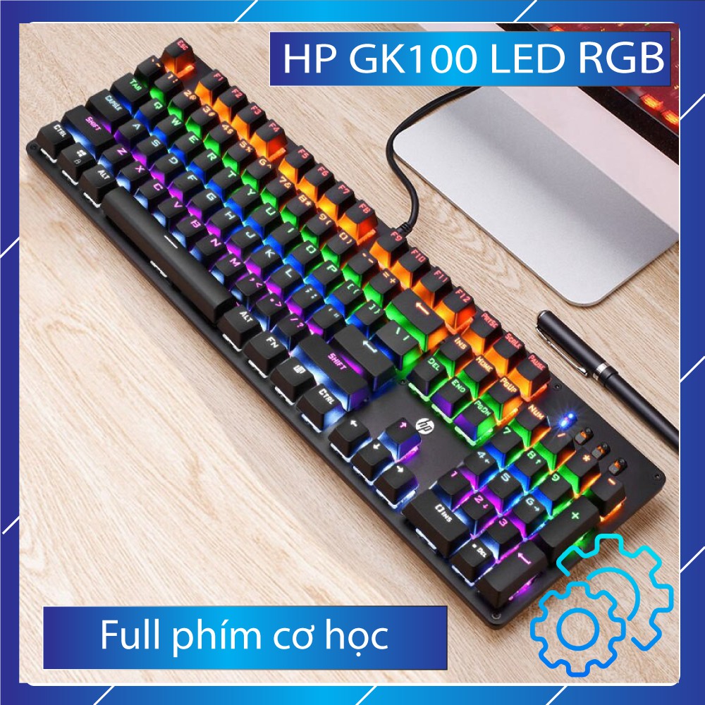 [Freeship 25k]Bàn phím cơ chơi game chuyên dụng HP GK-100 LED RGB (16.7 triệu màu), kết nối usb, dây cứng cáp