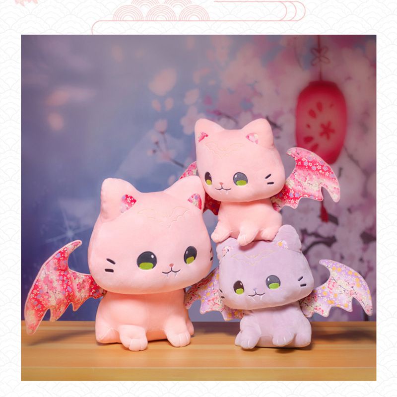30/40cm Halloween Bat Cat Toy Cartoon Cute Pink Cherry Blossoms Turn Into Plush Toys