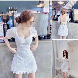 Váy trắng nơ chân đuôi cá
