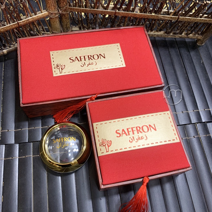 Bộ túi xách+ hộp giả gỗ+ hộp nhựa+ nhíp gắp saffron nhụy hoa nghệ tây cực sang