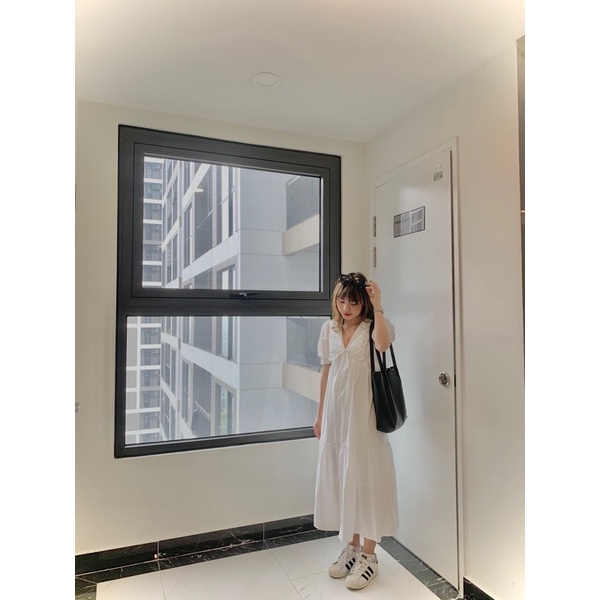 Váy baby doll,váy maxi cổ sen dáng dài