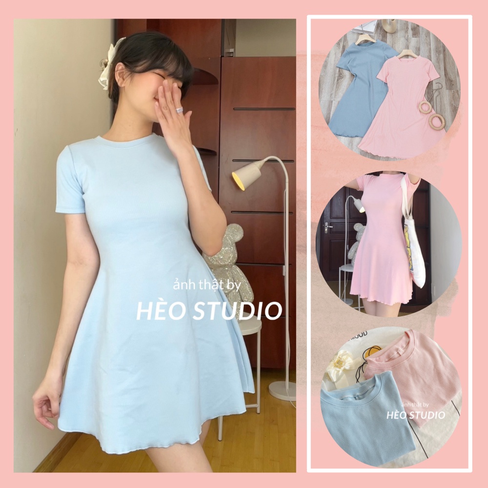 Đầm Thun Gân Xòe Basic Hèo Studio (Ảnh Thật + Video)