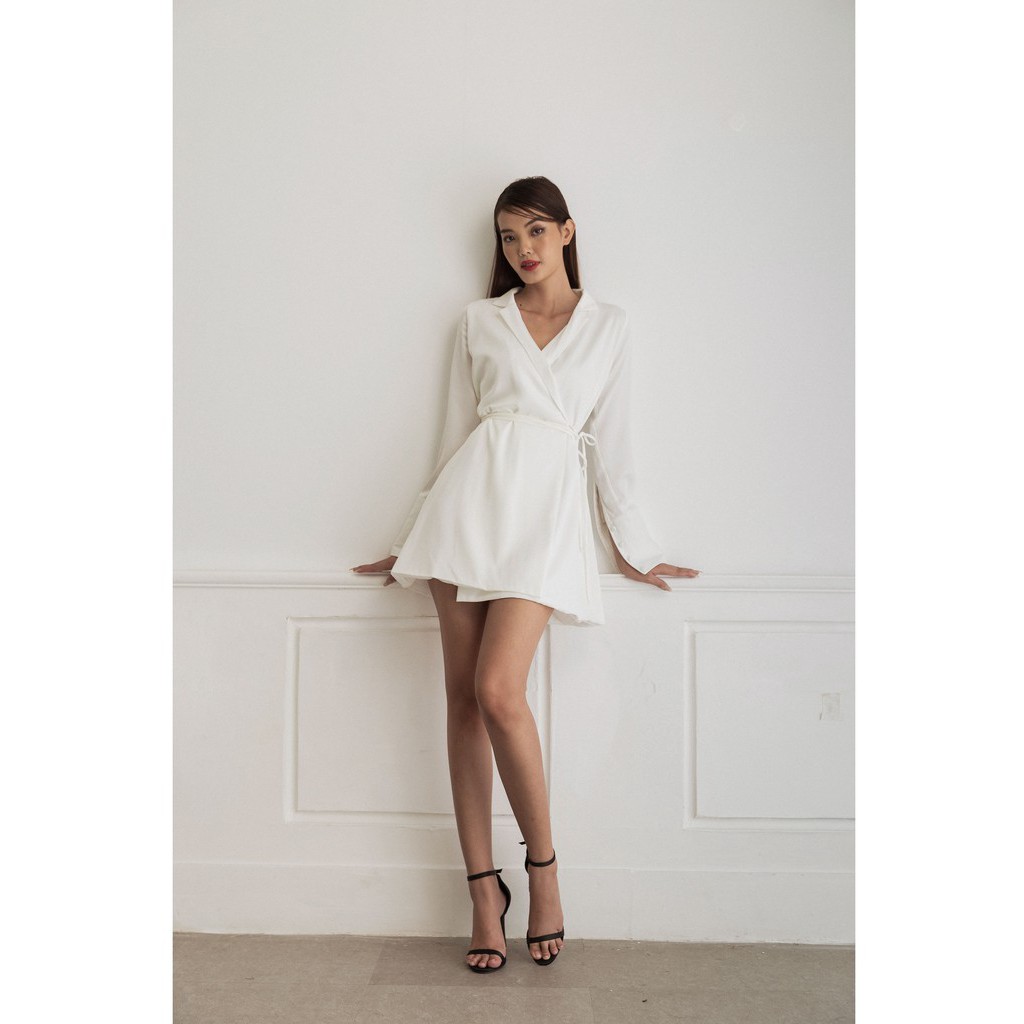 Đầm thiết kế- Đầm form vest trắng tay dài trang trọng, thanh lịch LIGHT- ELE Sundance