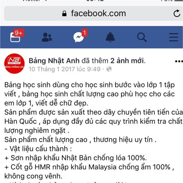 Bảng Viết Phấn Nhật Anh To (36,5x26,5cm) 