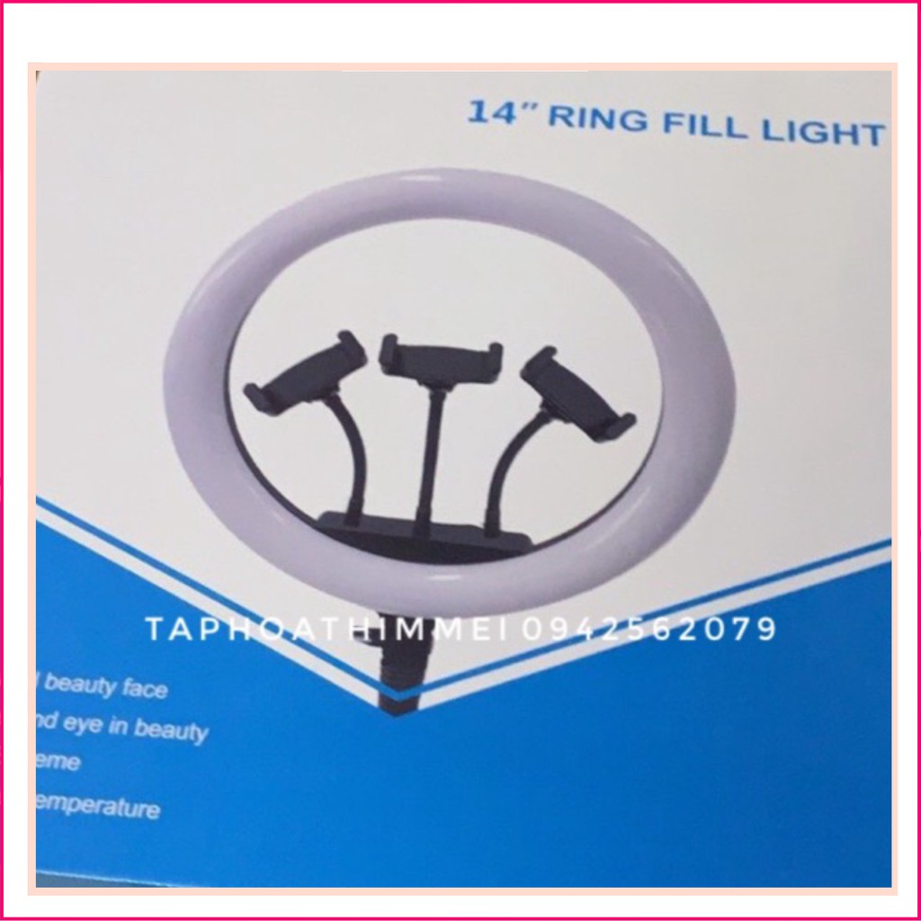 Đèn led ring 14 inch size nhỏ tặng kèm 3 kẹp điện thoại