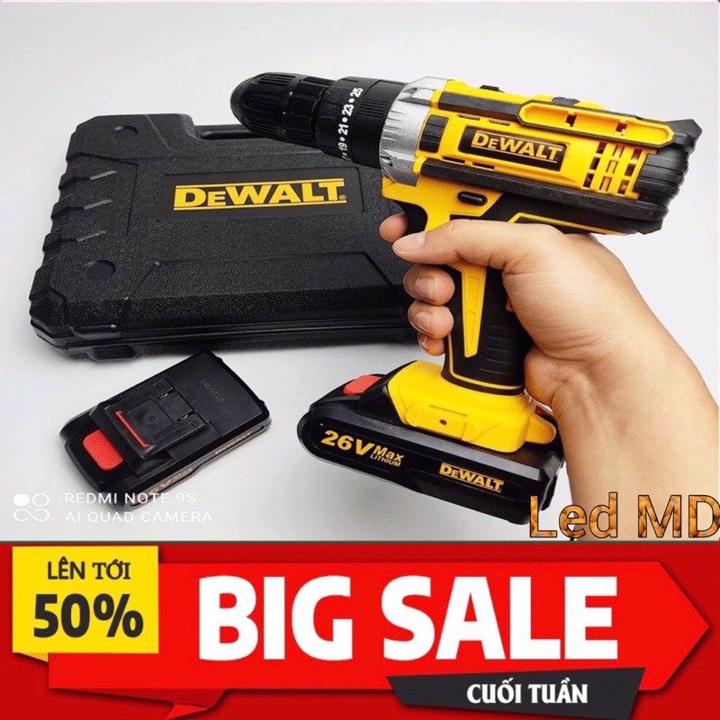 [Chính Hãng ]Máy khoan pin Dewalt 26V - 3 CHỨC NĂNGTặng kèm Bộ phụ kiện 25