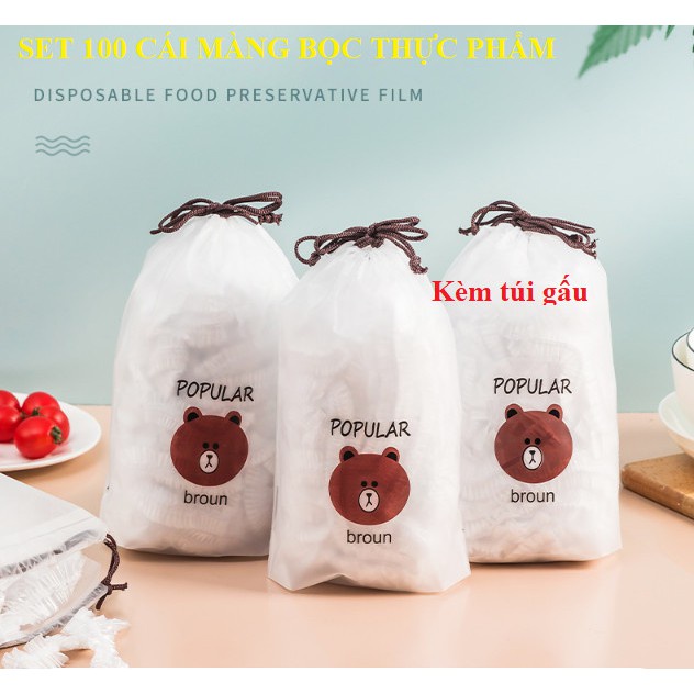 Set 100 Cái Túi Bọc Thực Phẩm Gấu Tiện Lợi