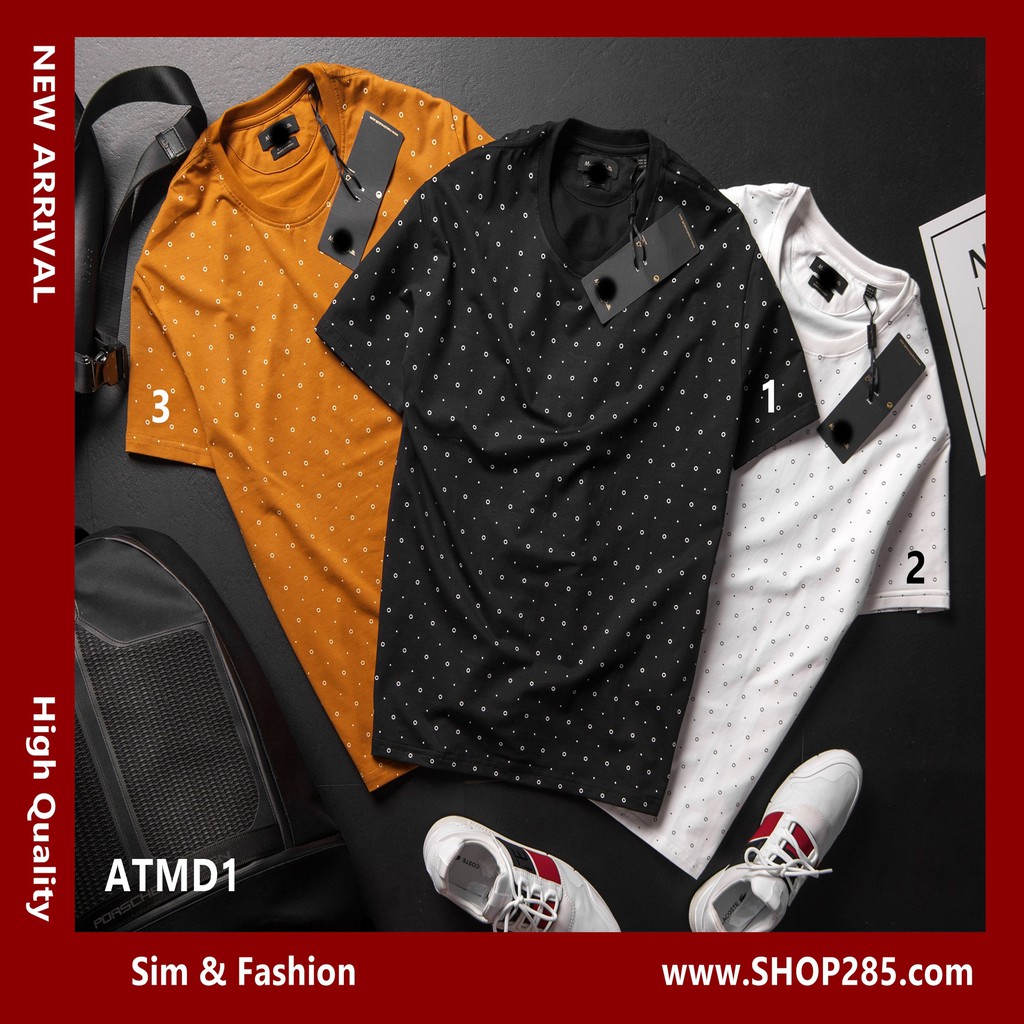 Áo thun cổ tròn Mát Xi Mô Đu Ti in họa tiết tròn FULL siêu đẹp 💖 SLIMFIT 💖 3 màu  Hàng chất cotton mịn láng 💖ATMD1 💖
