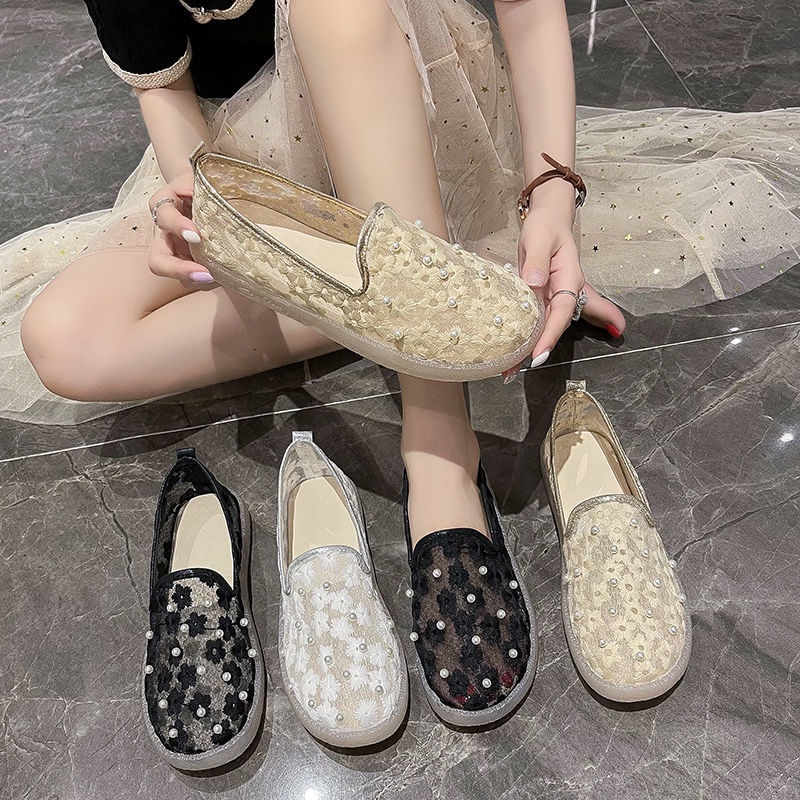 Giày Lười Phối Lưới Mỏng Thoáng Khí Thời Trang Mùa Hè Cho Nữ