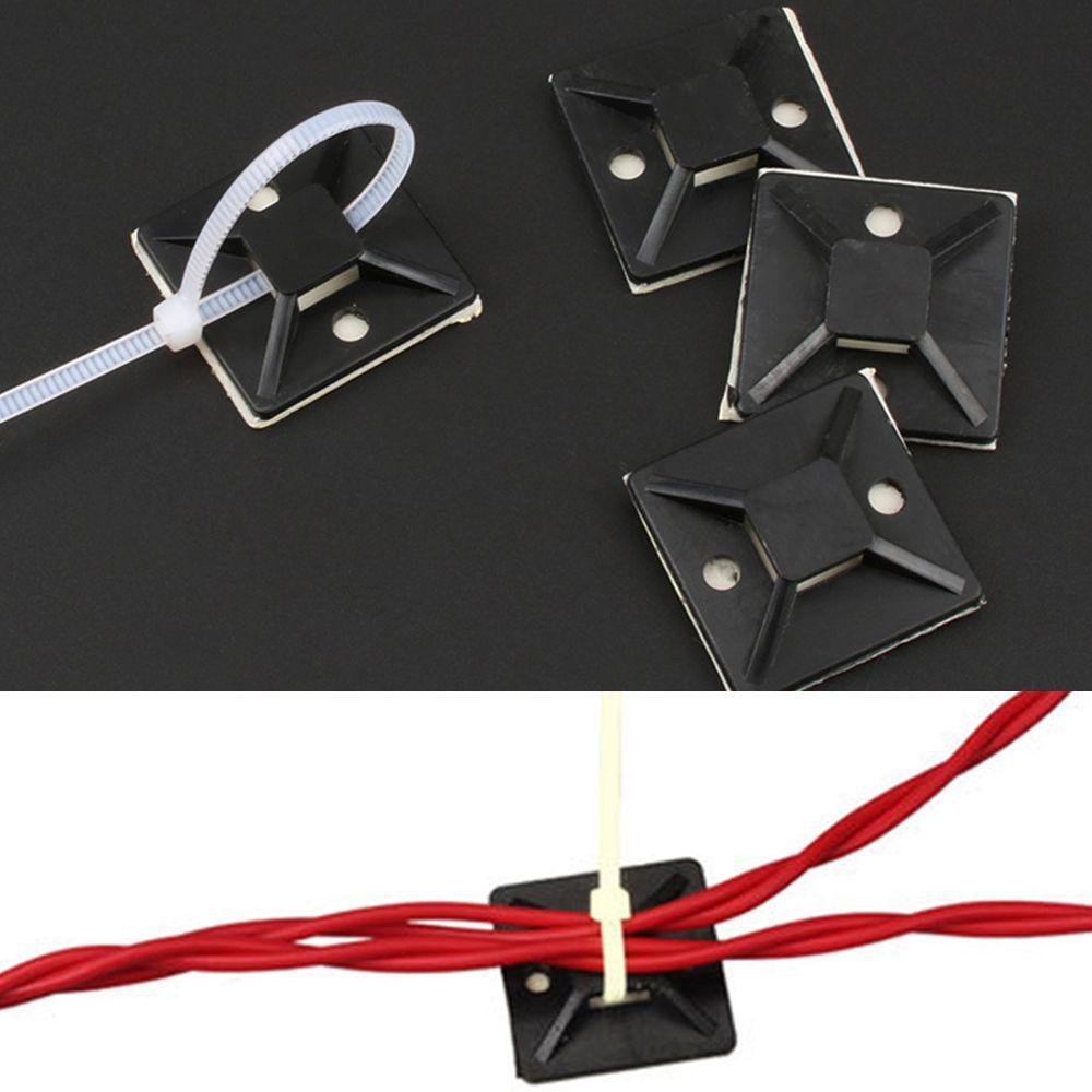 Đế Kẹp Dây Cáp Tự Dính Màu Đen 20x20mm Cho Xe Hơi