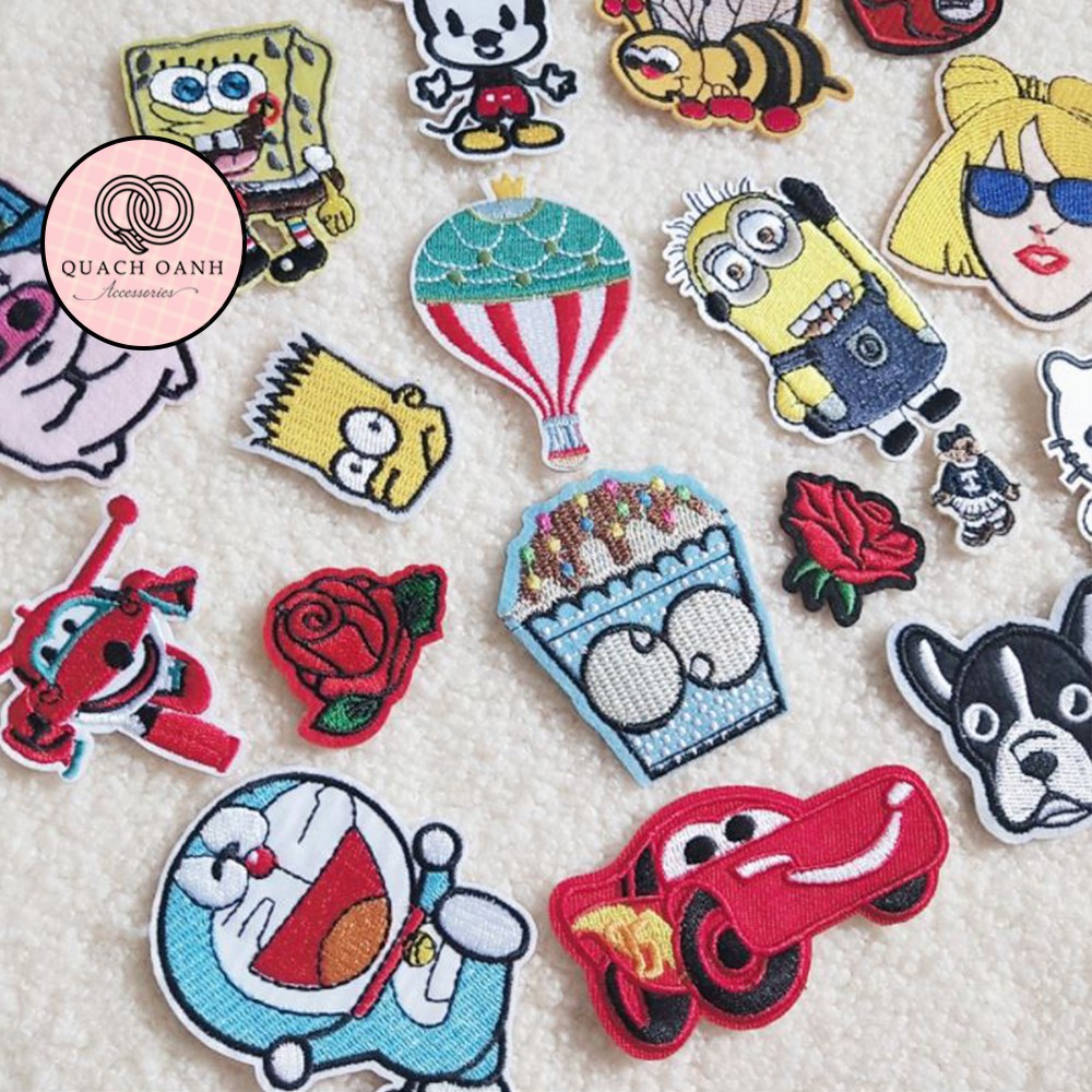 Sticker nhãn dán vải thêu hình nhân vật hoạt hình trang trí sổ, vở, mũ bảo hiểm - ST26