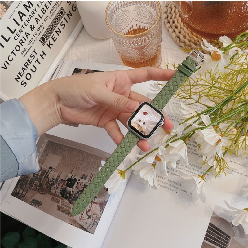 Dây Đeo Đồng Hồ Bằng Da Sang Trọng Cho Smart Watch Series 7 6 SE 5 4 3 2 1 41mm 45mm 40mm 44mm 42mm