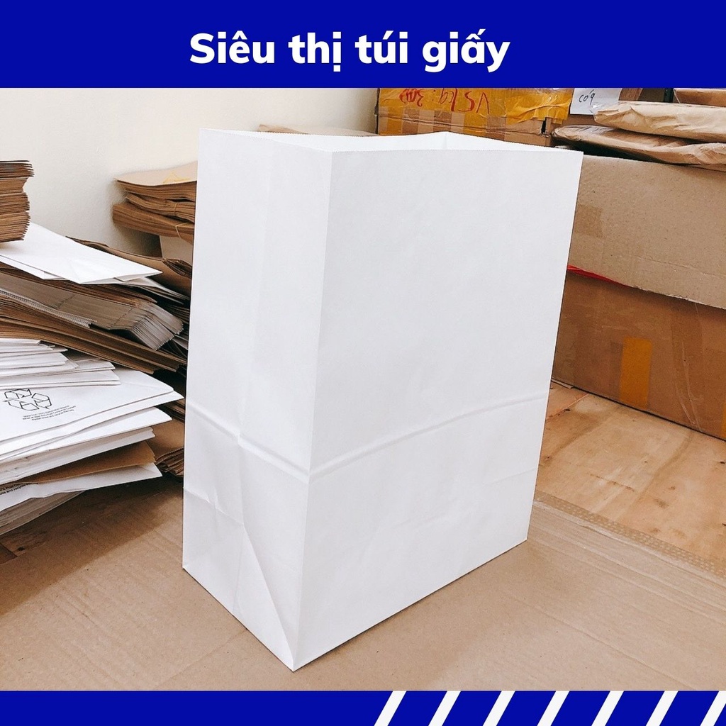 COMBO 50 CHIẾC TÚI GIẤY KRAFT XI MĂNG S6C: 33x17.5x43 cm KHÔNG QUAI ( ẢNH THẬT SHOP TỰ CHỤP)