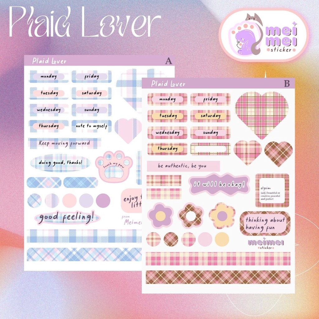 Plaid Lover -  Sticker chống nước - Meimei Sticker