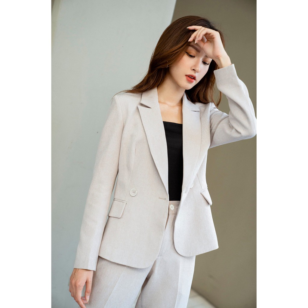 AMELIE Áo vest cổ ve túi cơi 2 khuy bọc by Amelie | BigBuy360 - bigbuy360.vn