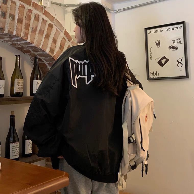 COZOKC COZOK Áo khoác bóng chày COZOK tay dài dáng rộng phong cách đơn giản thời trang