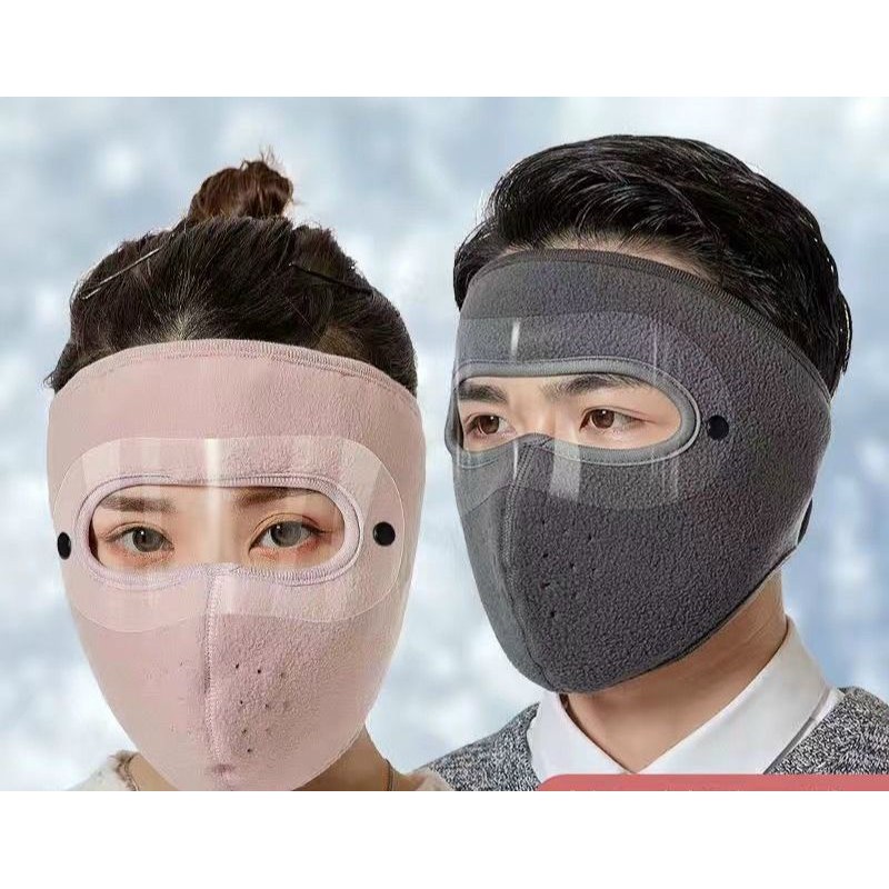 Khẩu trang ninja 2in1 Lót nỉ Chống mưa gió lạnh bảo vệ mắt